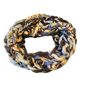 Zulily knit infinity scarf in shades of brown and blue